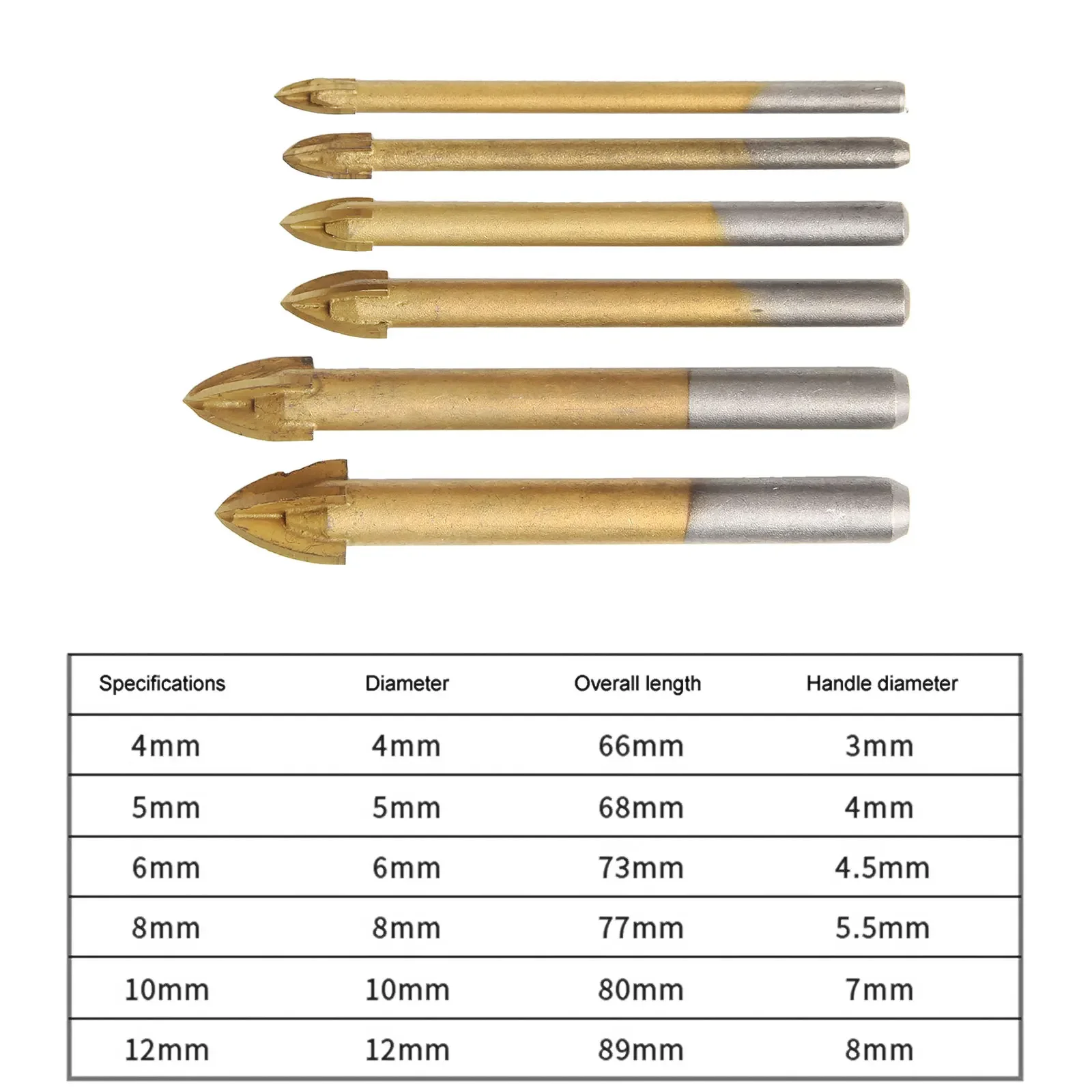 6PCS Cross Tile Drill Bits Set 6-12mm Hole Opener Triangle Drilling Tool For Wood Metal Tile Concrete Ceramic Drill Bits