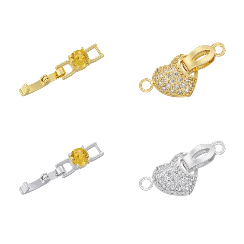 Unique Cubic Zirconia Jewelry Clasp Elegant Gold Plated Zirconia Embellished Clasp Attachment for Jewelry Collection