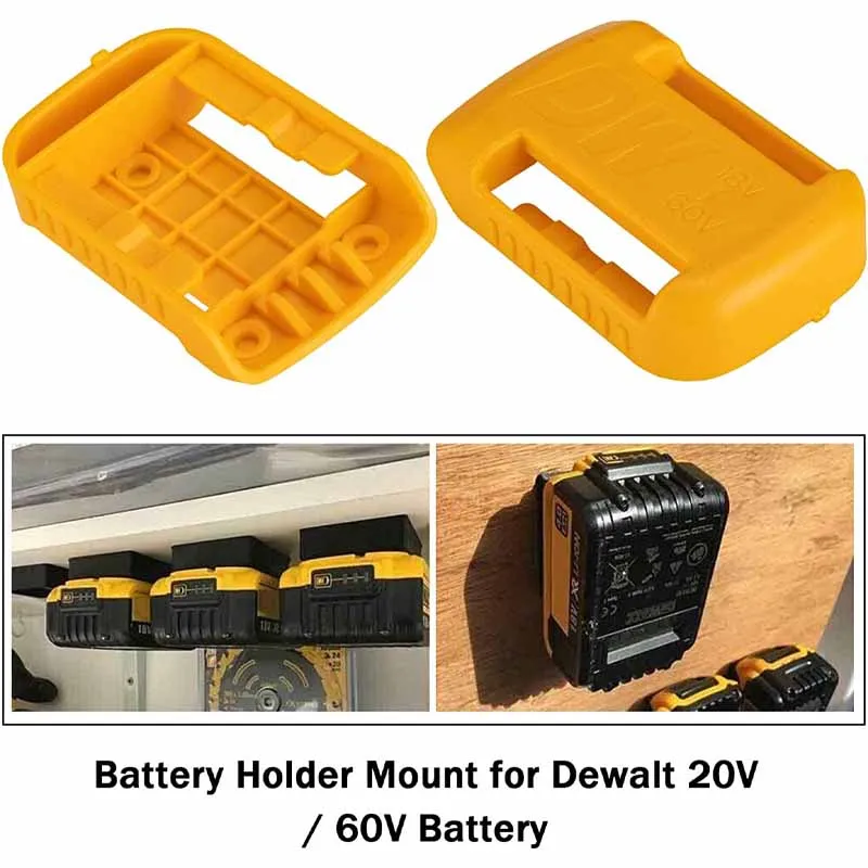 5Packs Battery Holder for Dewalt 18V 20V 60V Battery Holder Wall Storage Mounts Stander Mount Dock Battery Belt Buckle Yellow