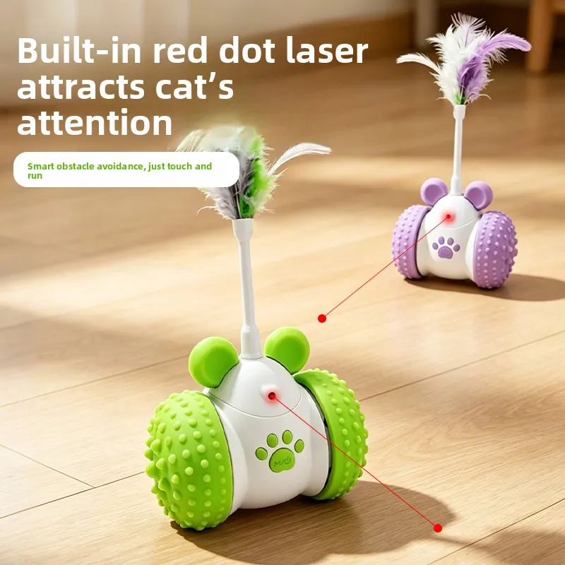 ZHAYA Automatic Obstacle Avoidance Laser Car Self Entertaining Toy for Cat Pet Kitten Interactive Play