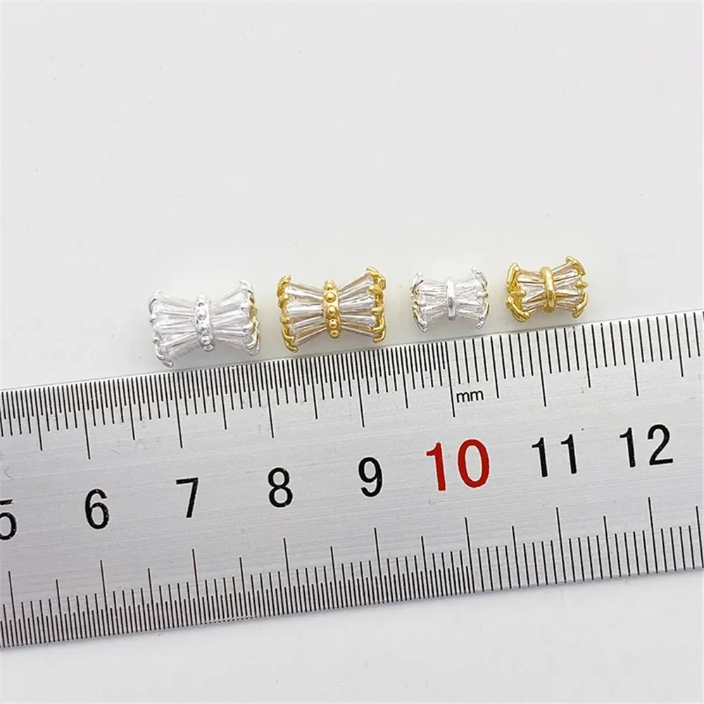 

14K Gold-wrapped Micro-inlaid Pink Zircon Small Waist Bead Bucket Bead Handmade DIY Bracelet Necklace Material Accessories