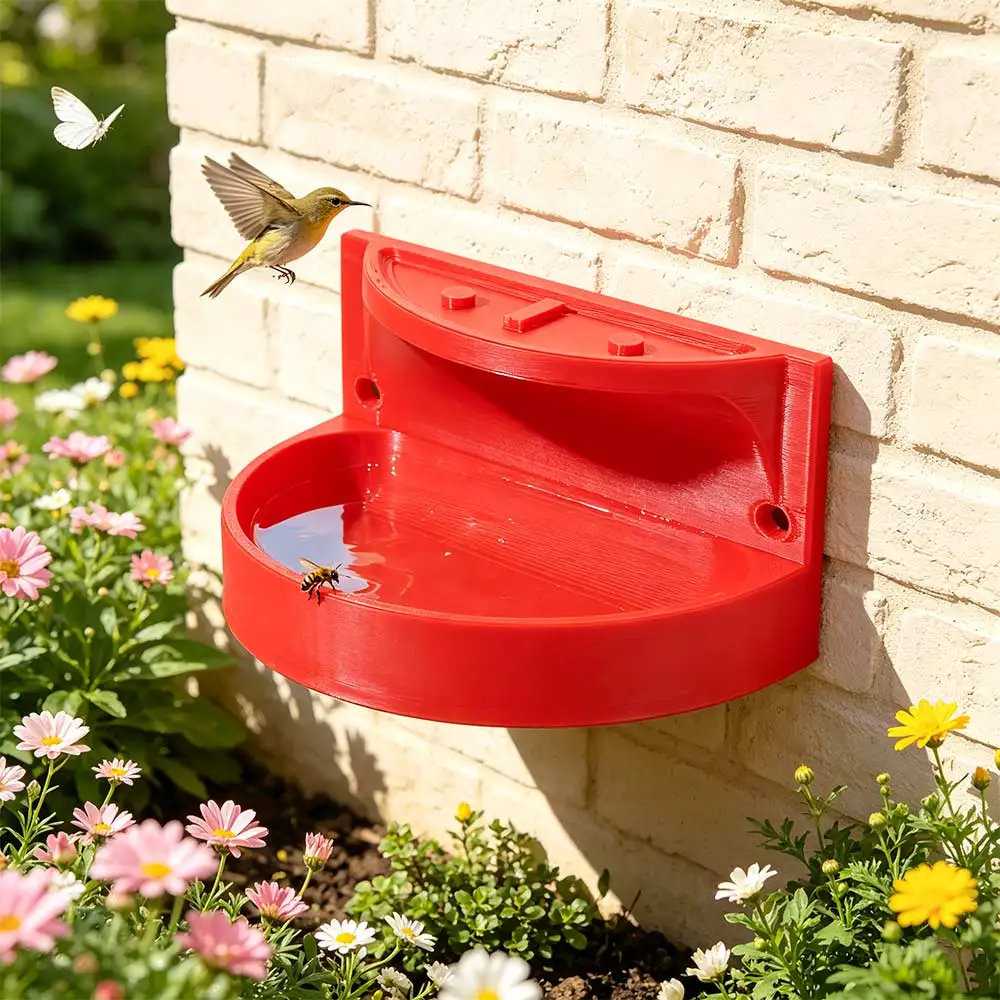 Wall Mounted Insect Feeding Station 3D Printed Weather-Resistant Bird Bath Water Dispenser Plastic Anti‑Drowning