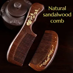 Golden Silk Sandalwood Comb Crescent Type 16cm Static Comb Curly Hair Wooden Brush Combs for Hair Comb Brush