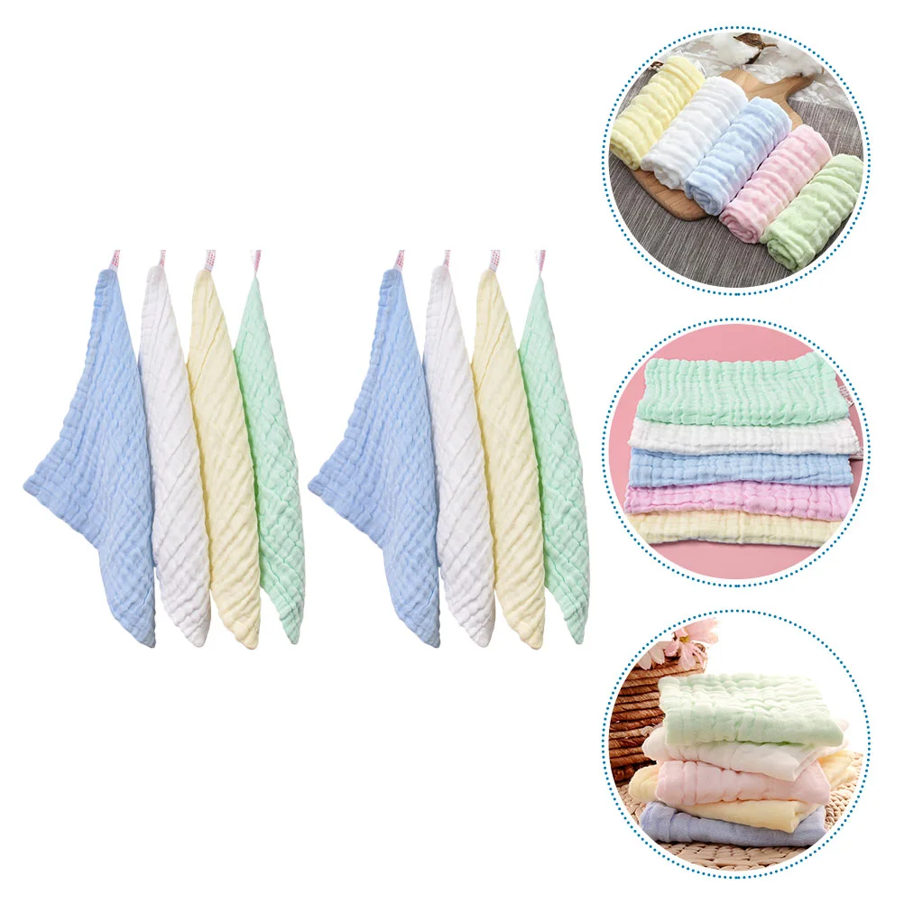 8 Pcs Towel Facial Handkerchief Muslin Washcloths Home Skin-friendly Bathroom Newborn