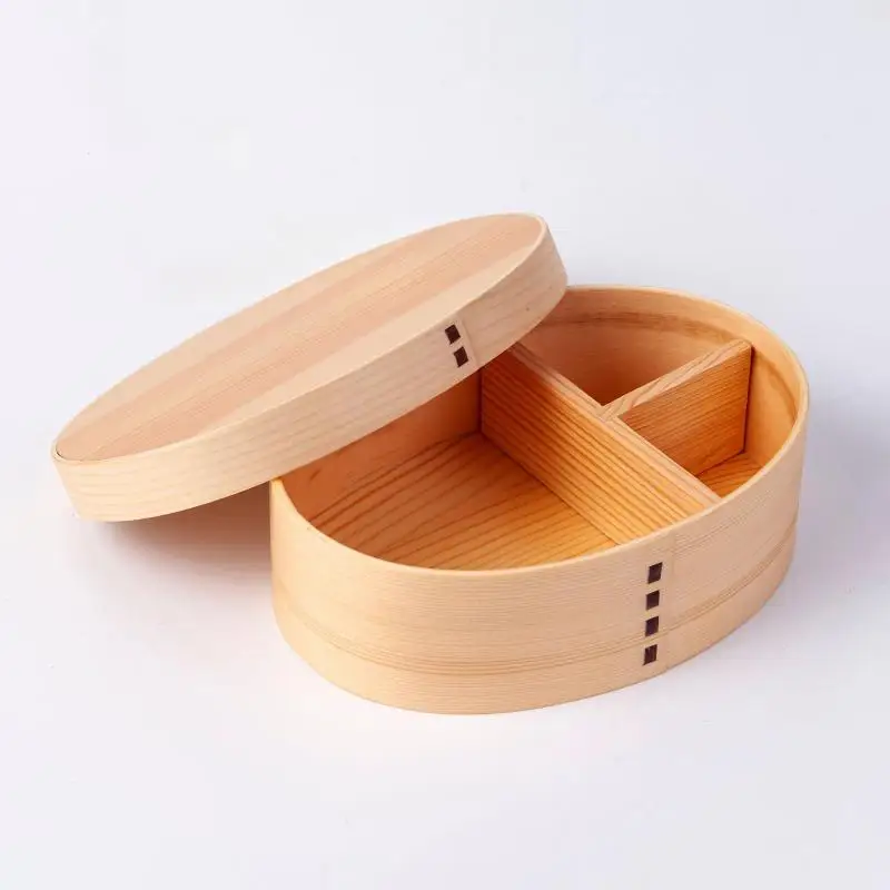 Wooden Japanese Bento Lunch Box Non Toxic Food Grade Reusable Container for Kids School Camping Trip