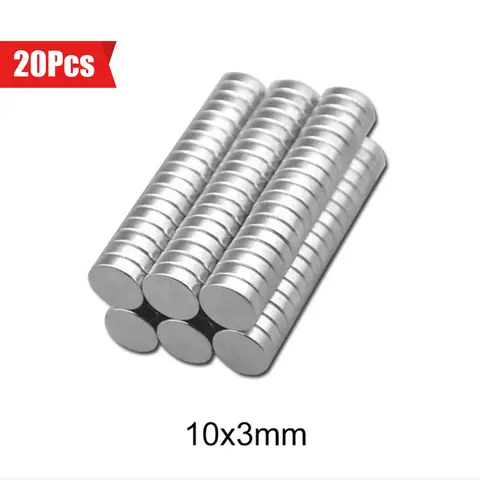 20개 10x3mm 네오디뮴 자석, 강력한 N35 원형 자석, 전자 제품용 영구 자석, DIY 프로젝트 등