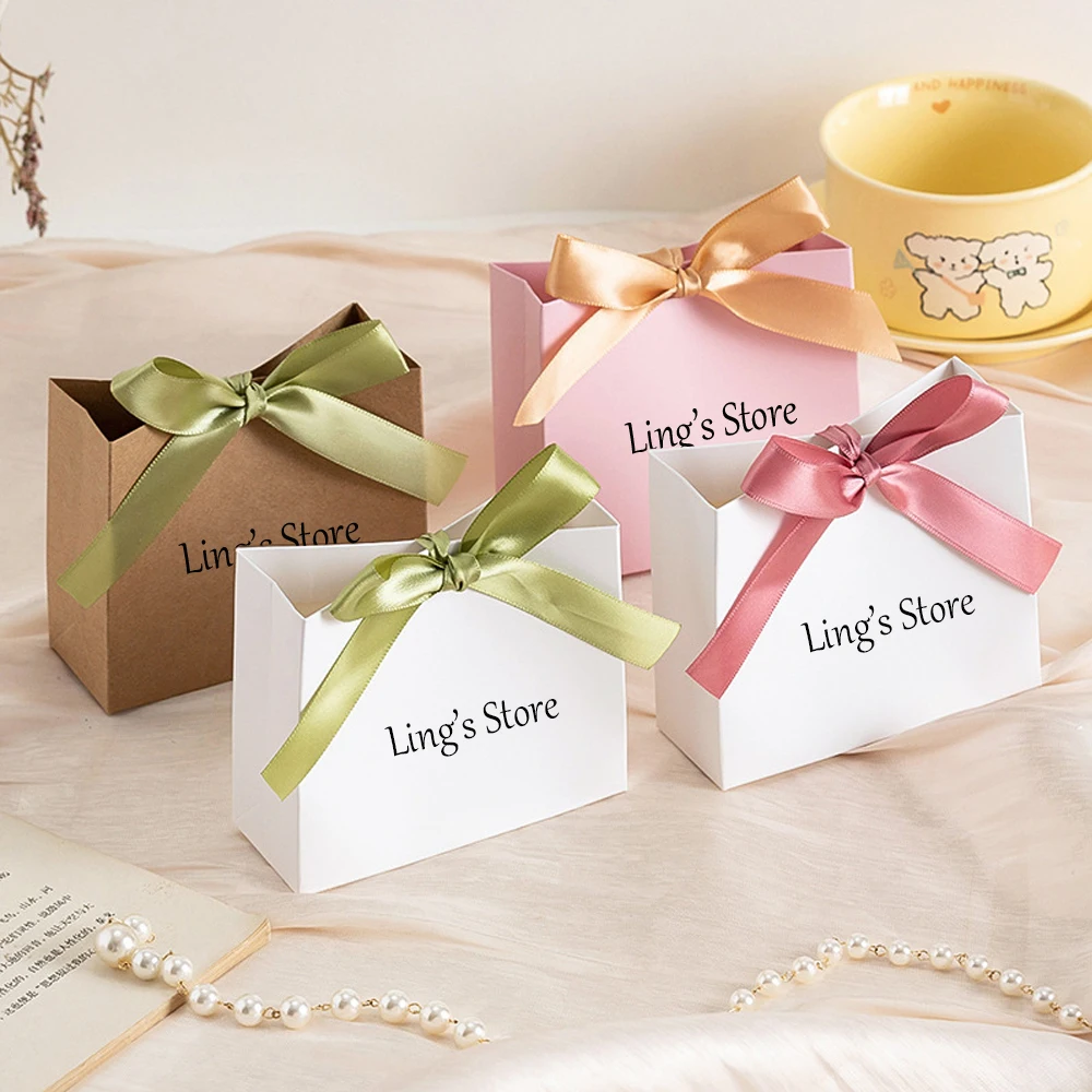 

100Pcs Custom Logo 11.5x4.5x10cm Jewelry Folded Paper Bag Bracelet Necklace Earring Studs Ring Lipstick Fruit Box Gift Organizer