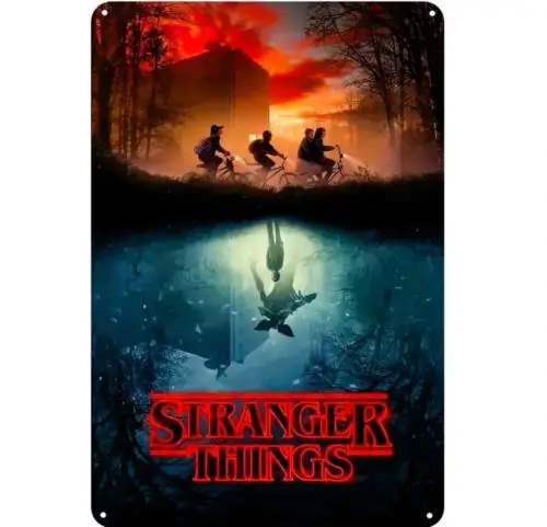 Vintage Stranger Things Metal Sign Wall Decor Aliens Sci Fi Fantasy