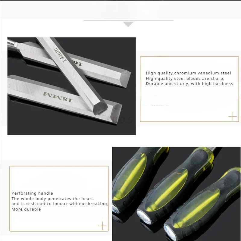 New Professional Woodworking Chisel Set Chrome Vanadium Alloy Steel Industrial Grade Carving Chisel Mouth Trimming Home Tool DIY