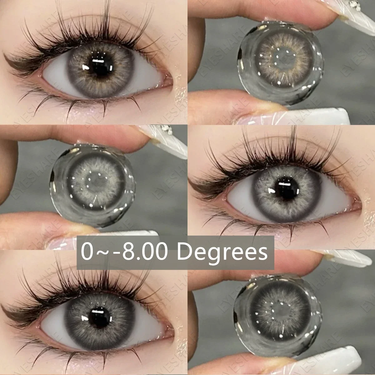 EYESHARE 2 Pcs Myopia Lenses Colored Contacts Lenses Gray Lenses With Prescription Fashion Lense Brown Eyes Lense With Degree