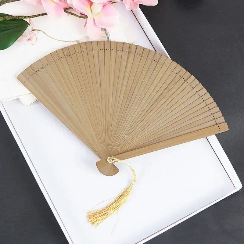 Chinese Bamboo Folding Fan Classical Elegant Handheld Fans Perform Props Solid Color Fan Home Decor Supplies Wedding Souvenir