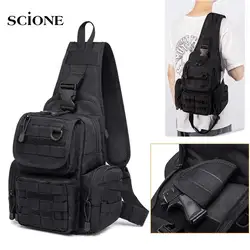 Tactical Chest Sling Bag Hunting Gun Holster Backpack Outdoor Camping Hiking Molle Pouch Climbing Fishing Bag XA291+A