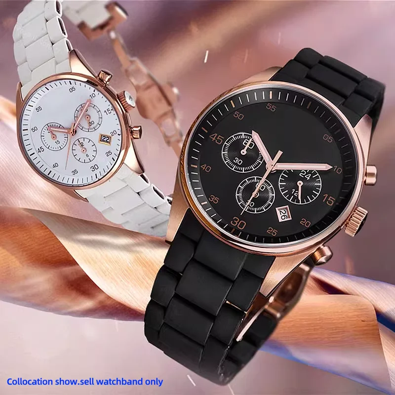 ل أرماني AR5906 AR5905 AR5890 AR5889 5858 5920 سيليكون الفولاذ المقاوم للصدأ حزام رجل 23 مللي متر امرأة 20 مللي متر ساعة مطاطية الفرقة سوار