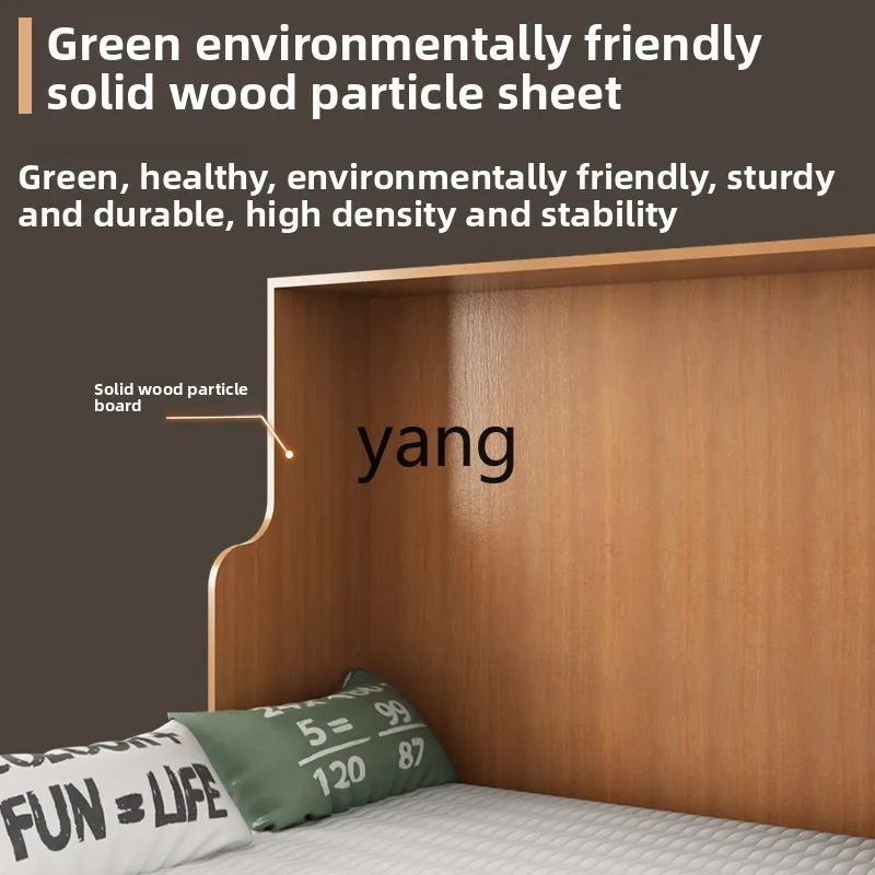 LH solid wood folding bed, rollover invisible multi-functional flap wall desk combination bed