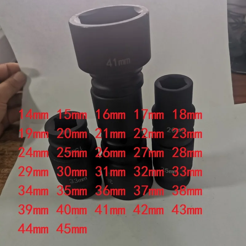 

3/4 Impact Hex Black Air Sockets 14mm 15mm 16mm 17mm 18mm 19mm 21mm 22mm 23mm 24mm 27mm 30mm 33mm 34mm 35mm 38mm 39mm 41mm 45mm