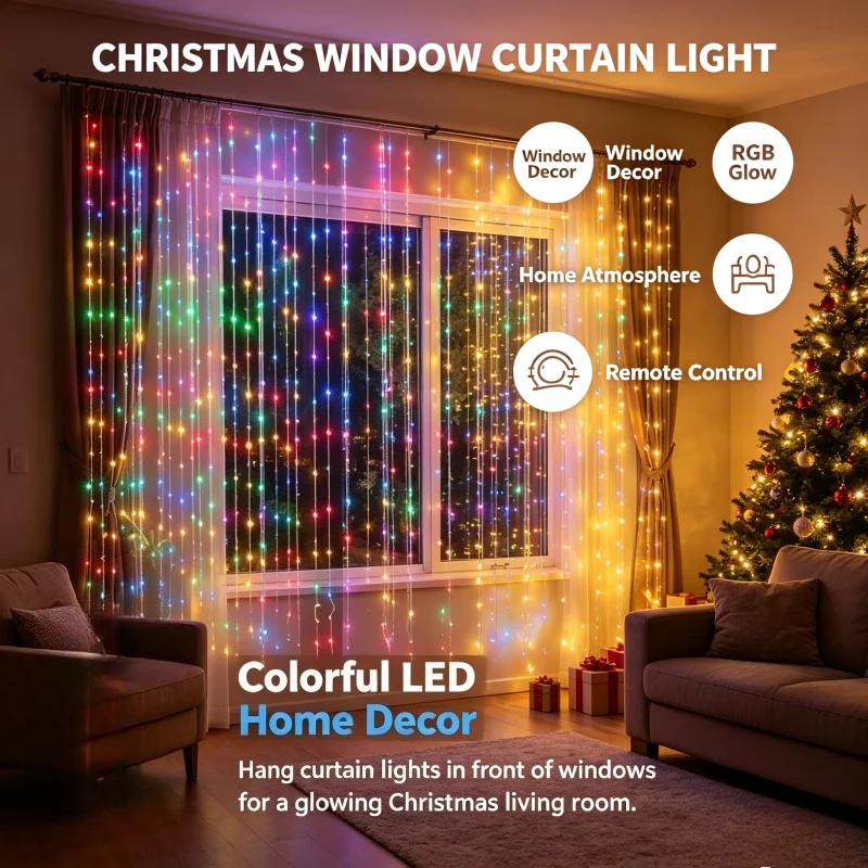 Copper Wire USB Curtain Light Eight Function Remote Control Suitable for Indoor Festival Background Decoration Atmosphere Light