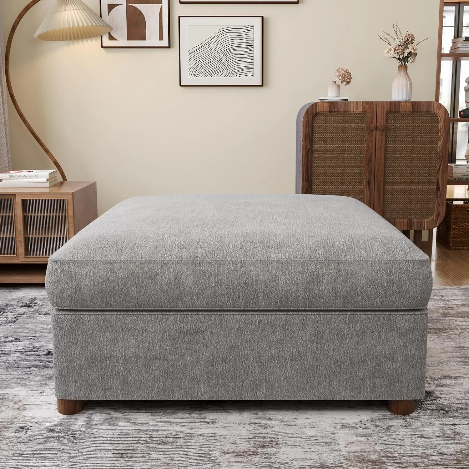 Chenille Modular Sectional Sofa Ottoman, Footrest & Seat Extension, Living Room Furniture, Customized