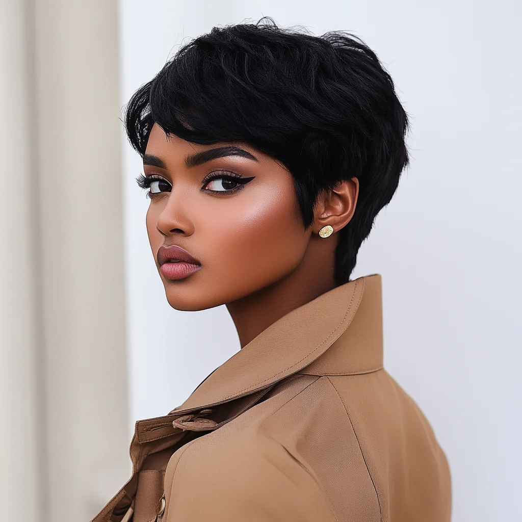 Cheveux Naturels Humains Femme Pixie Wig Short Pixie Cut Wig With Bangs Glueless Brazilian Remy Hair Wigs For Women