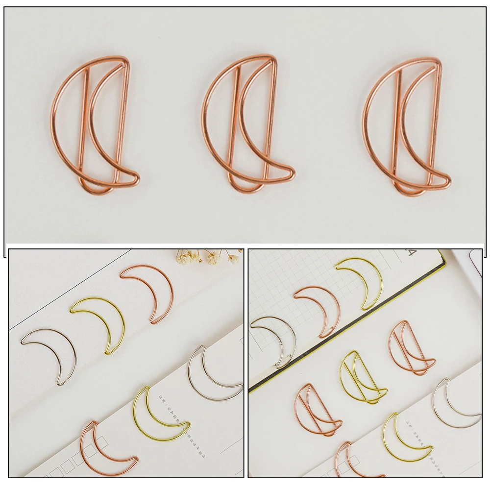 30 Pcs Moon Bookmark Fancy Paper Clips Binder Decorations Desk Receipt Holder Decorative Paperclips