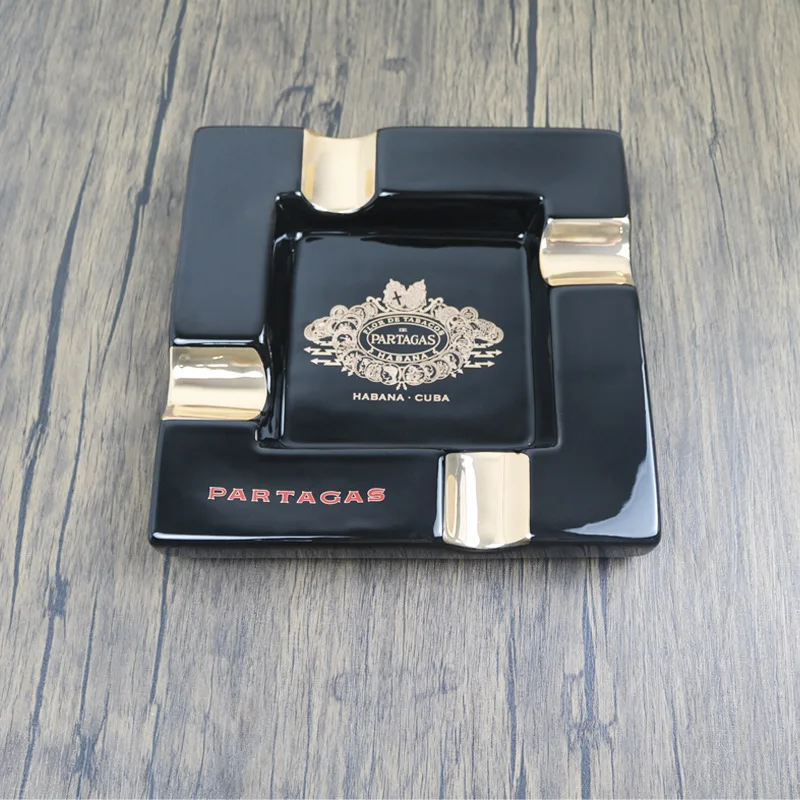 Ceramic Cigar Ashtray, European-Style, Four-Slot Square Ashtrays, Household, Living Room, Cigarette, Tobacco Partaoag