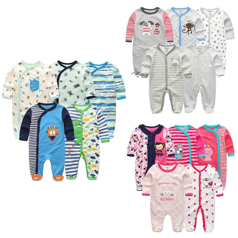 5 pcs/lot Cartoon Baby Coverall Spring baby Foot rompers cotton girls clothes kids