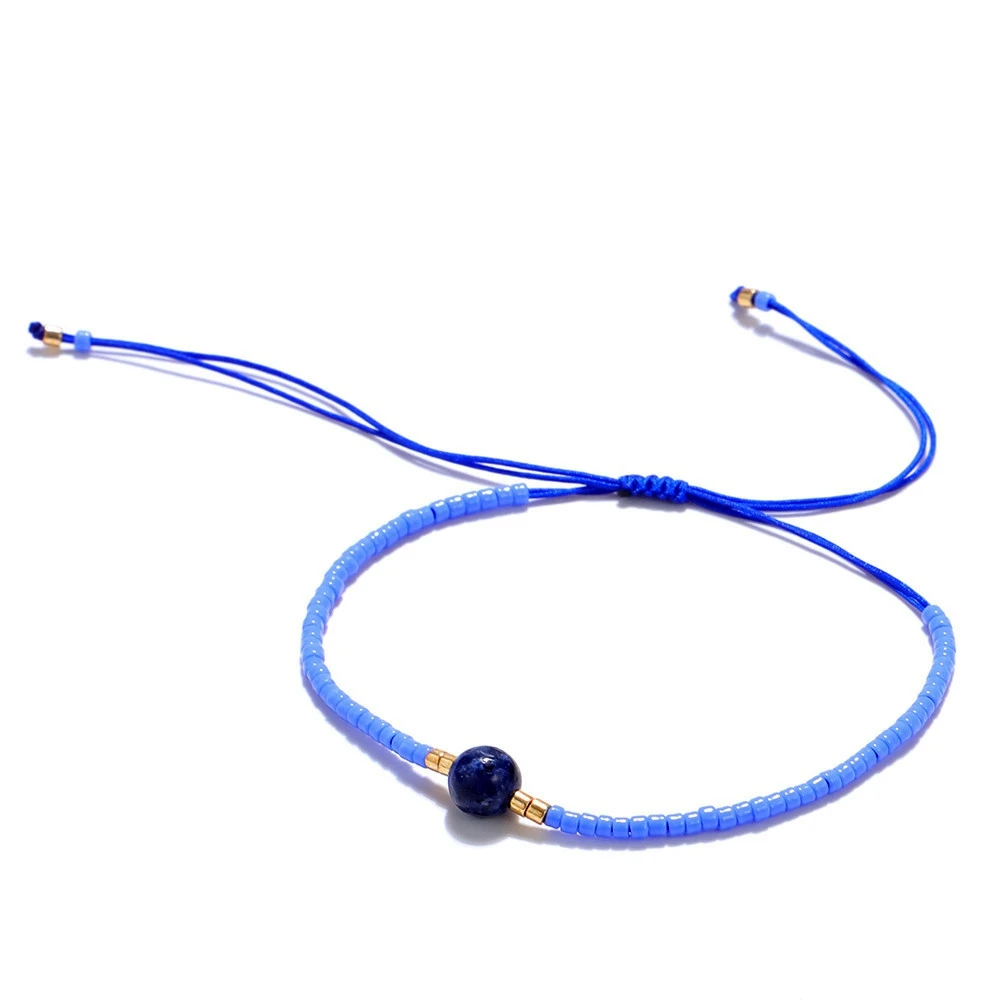 Handmade Small Bracelets Rice Beads Beaded Bracelet Natural Stone Beads Jewelry Line Friendship Bracelet Champagne