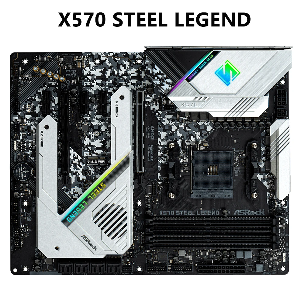 

Материнская плата ASROCK AMD X570 X570 STEEL LEGEND AM4 с поддержкой Ryzen 5800X3D 9 5900X 5600X 5700G CPU DDR4 4666+(OC) M.2 ATX