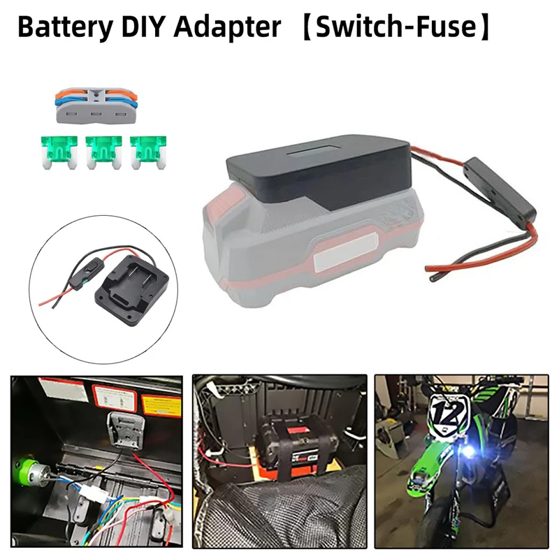 for Parkside 18V Li-ion Battery Power Ride Wheel Adapter DIY Converter with Fuses&ON/Off Switch for Rc Car Toys, Robotics