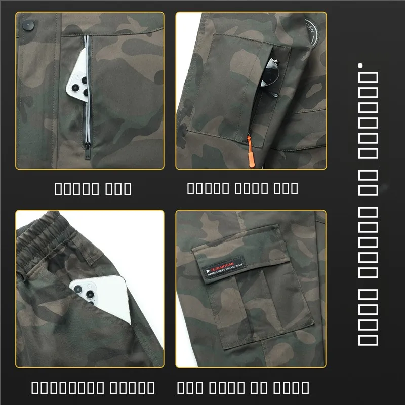 Conjunto de Roupas de Trabalho Masculinas em Camuflagem, Casual, Respirável, de Algodão Elástico, Roupas de Trabalho Duráveis e Resistentes à Sujeira, Coleção Primavera-Outono