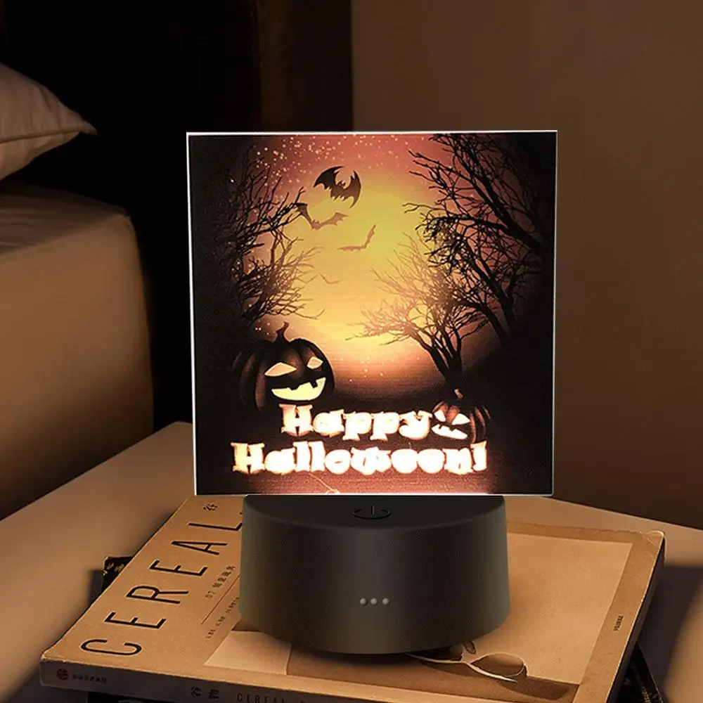 Acrylic LED Night Light Pumpkin Night Light Halloween Decor Night Light Gift Party Lamp Witch Lamp White Creative