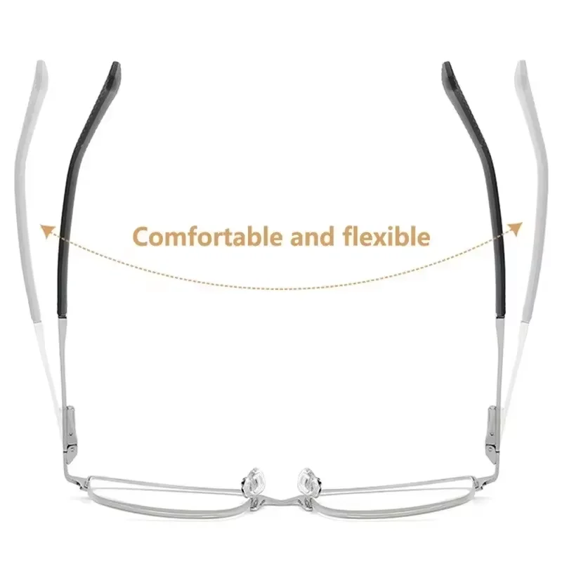 Men's Half-frame Business Reading Glasses Anti-blue Light Anti-fatigue Metal Frame Presbyopia Glasses +1.0 To +4.0 image 5