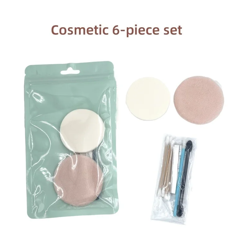 Juego de belleza de viaje, herramientas de maquillaje desechables, 6 piezas, pinceles para labios, Puff de polvo para estudio fotográfico, etc.