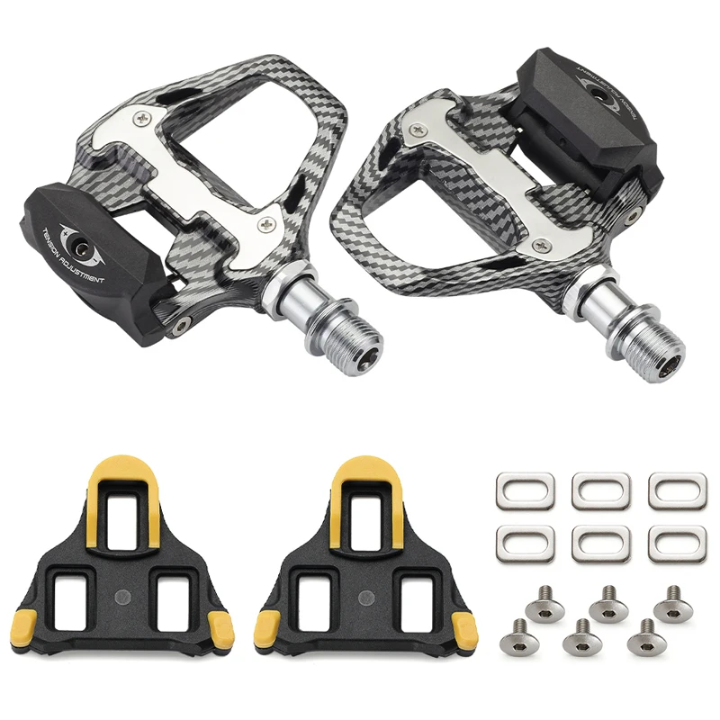 RACEWORK ultra light carbon fiber textured Racing bicycle pedal is suitable for SPD/Keo self-locking professional Bicycle pedal