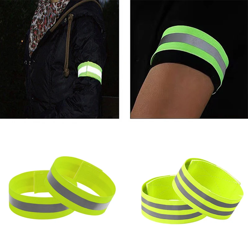 2PCS Running Reflective Arm Bands for Wrist Ankle Leg LED Reflector Armband Night Cycling Safety Light Tape Led Bracelet Strap