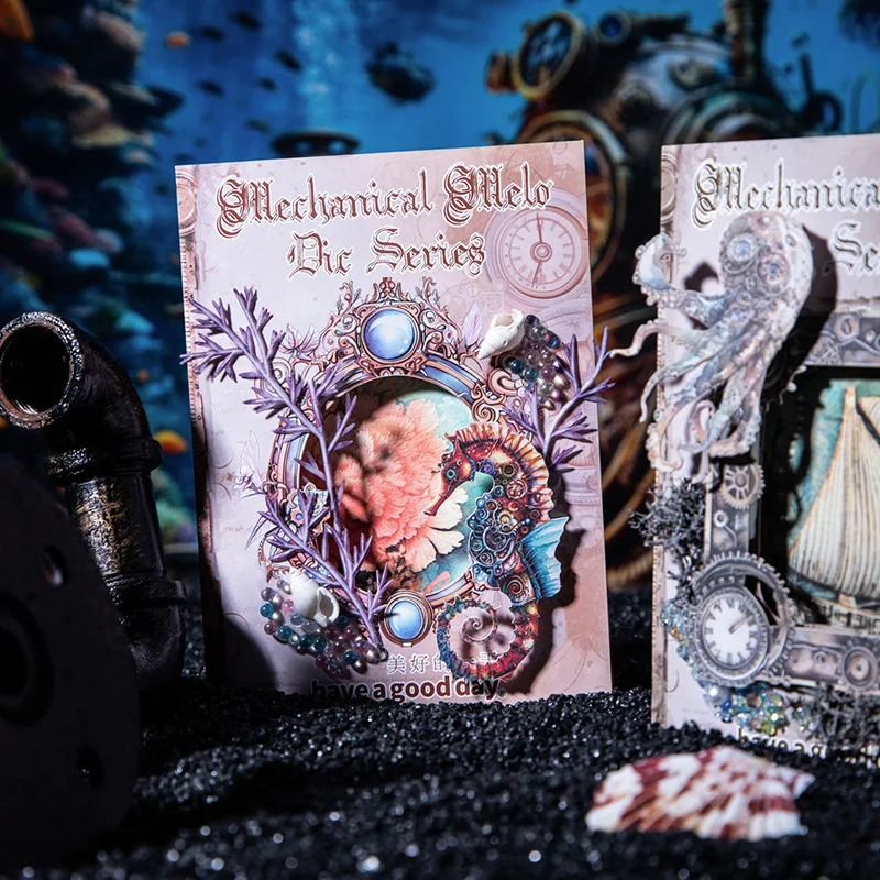 

10 листов винтажный стиль стимпанк материал твердые карты наклейки механическая мелодия коллекция дневник наклейки