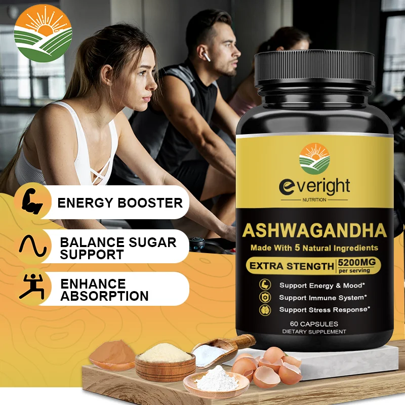 Ashwagandha Extract Capsules,Natural Health Support,5 in 1 Premium Formula Nutrition Supplement,Stress Relief and Energy Support