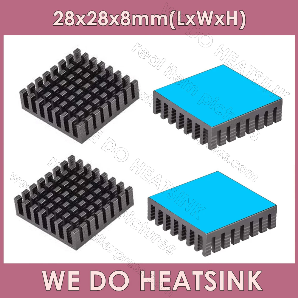 

WE DO HEATSINK 28x28x8mm Without or With Thermal Pad Heatsink Black Anodize Radiator Open Slot Cooling Fin Aluminum Heat Sink