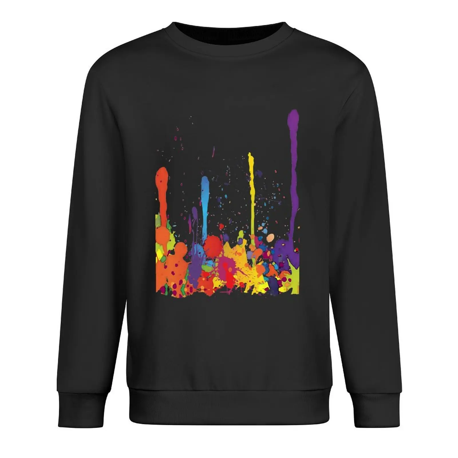 

Crazy multicolored running SPLASHES horizontal Pullover autumn japanese style aesthetic clothing new in hoodies & sweat-shirt