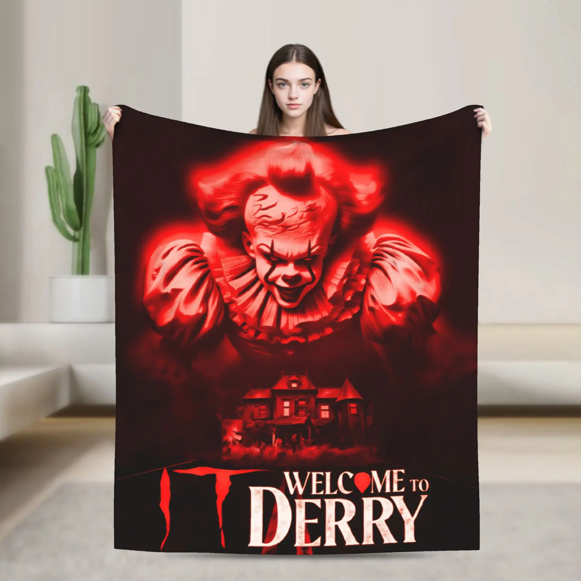 IT Welcome To The Derry 2025 Warm Soft Blanket  Picnic Plush Throw Blanket Pattern Living Room Flannel Bedspread Sofa Bed Cover