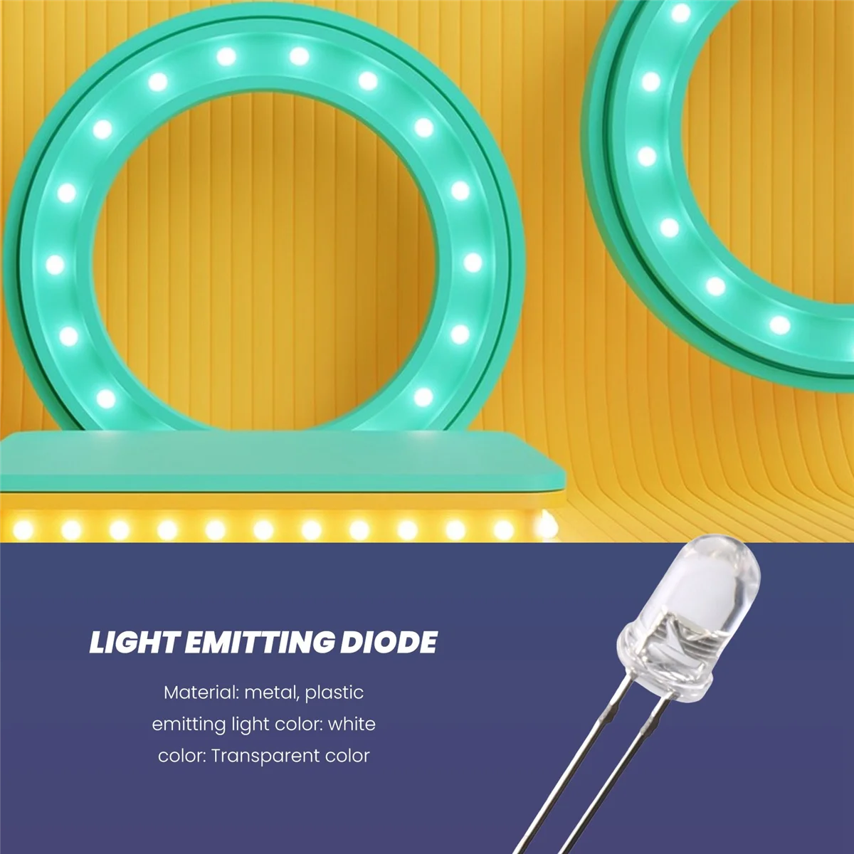 Diodo luminescente conduzido branco, lâmpada clara brilhante, CC 3v-6v, 5mm, 70 partes