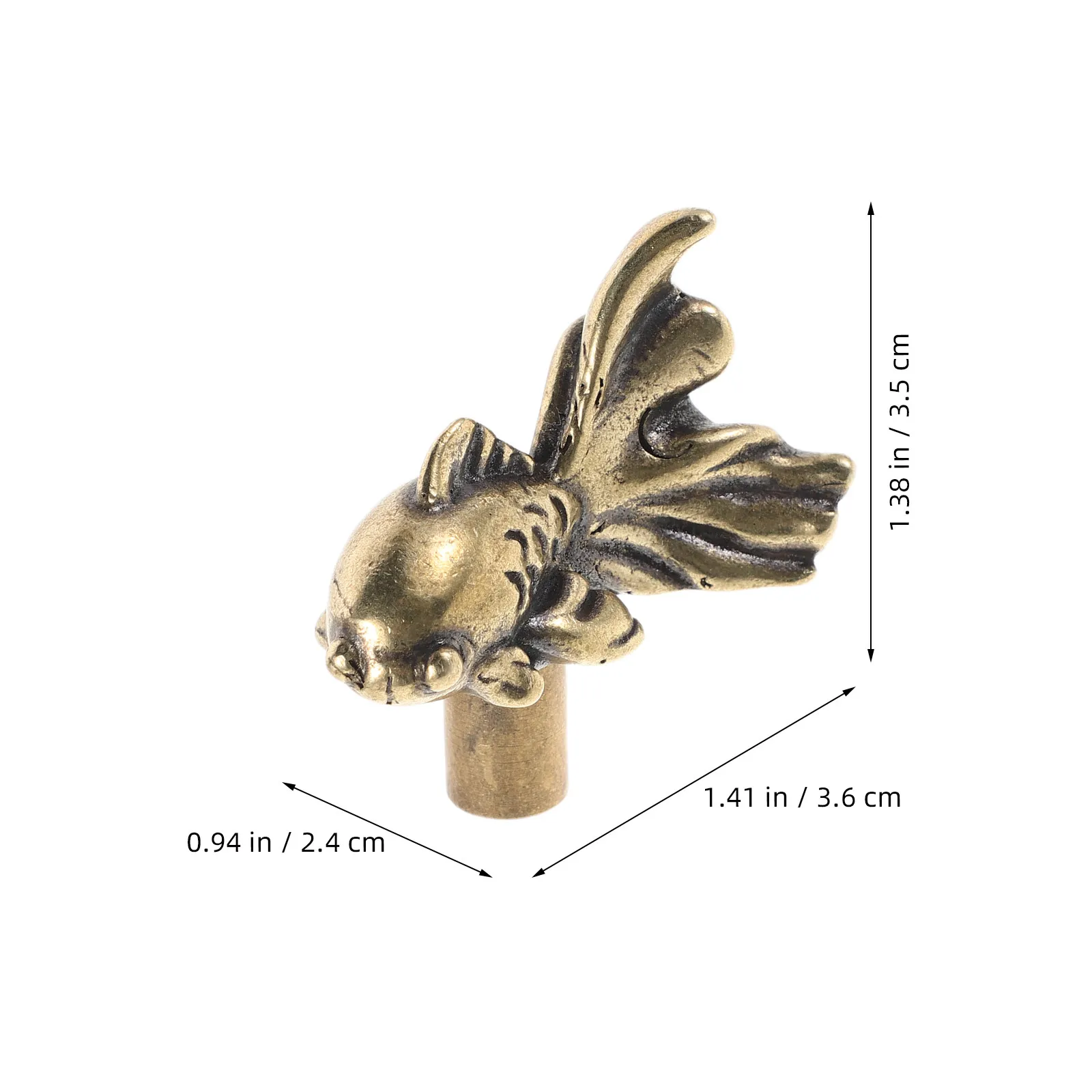 2Pcs Brass Fish Cabinet Drawer Pulls Vintage Style Handles Animal Design for Dresser Bedroom Furniture Decor