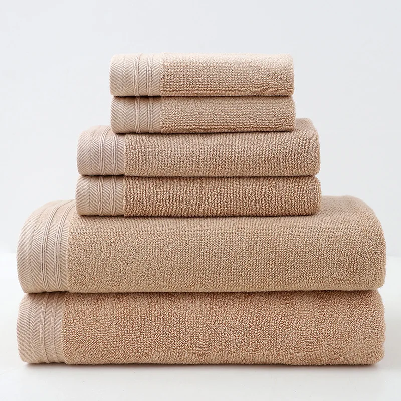 6PCS Adult Luxury Bathroom 100% Cotton Hand Towel Face Towel Bath Towel Set For Family Hotel Beauty Salon Spa 34X34 34X74 70X140