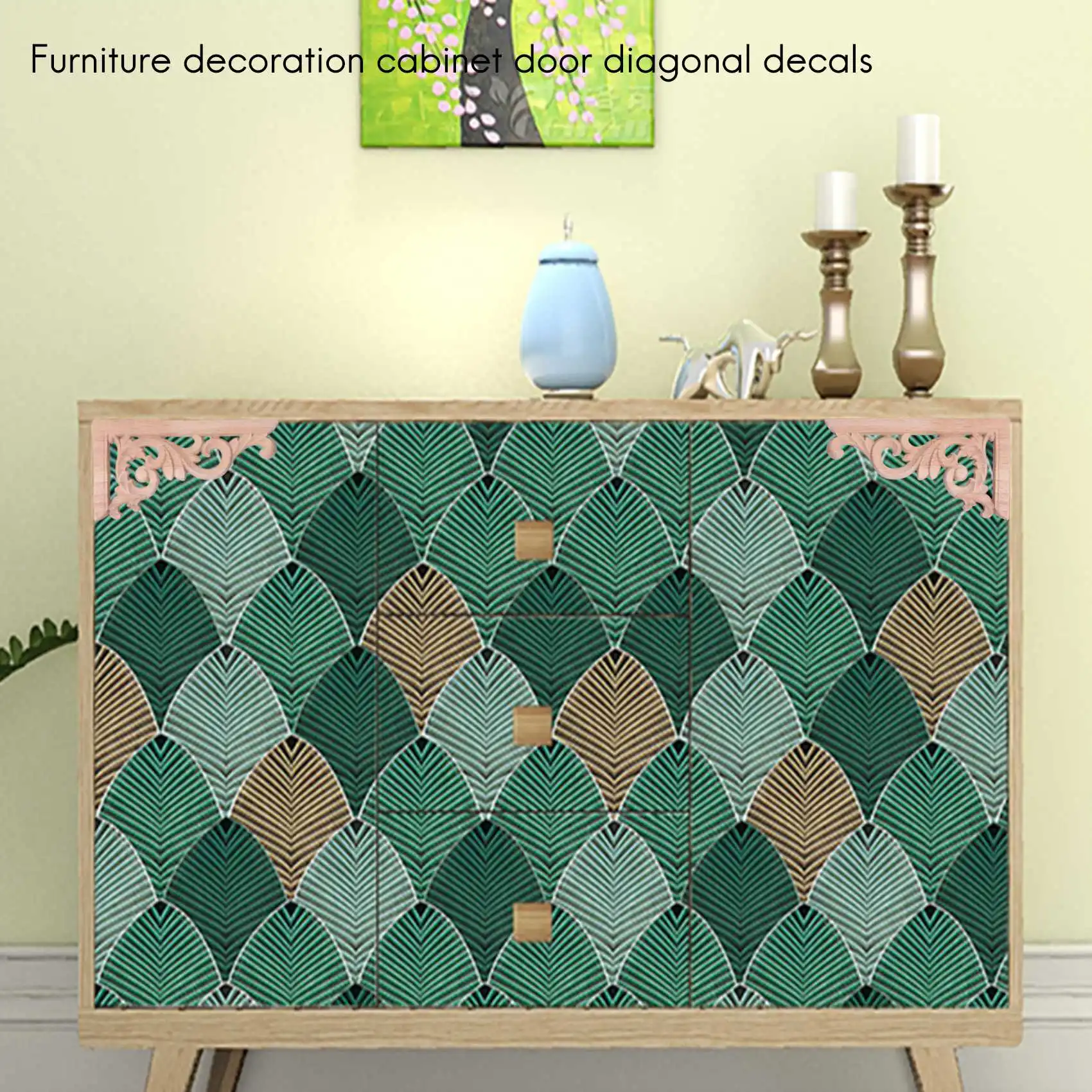 2pcs kiri + kanan (Setiap 1pcs) kayu antik ukiran sudut Onlay furnitur dekorasi dinding bingkai Unpainted Applique