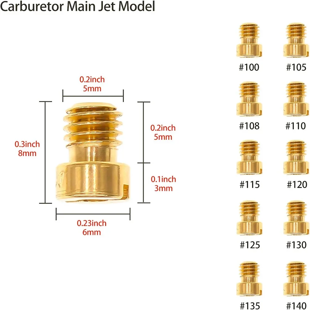 Carburetor Main Jet Slow Pilot Jet 40PCS for Keihin OKO KOSO PE PWK Replace SCL-2018090002-ZH-T-01&02 SCL-2018090001&03-ZH-T-01