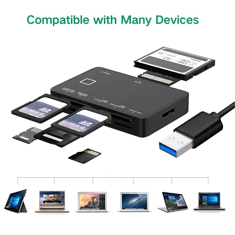 

SB-New USB 3.0 Multifunction Card Reader CF/XD/MS/SD/TF Memory Card 7 In 1 USB Card Reader 5Gbps For PC Laptop Replacement