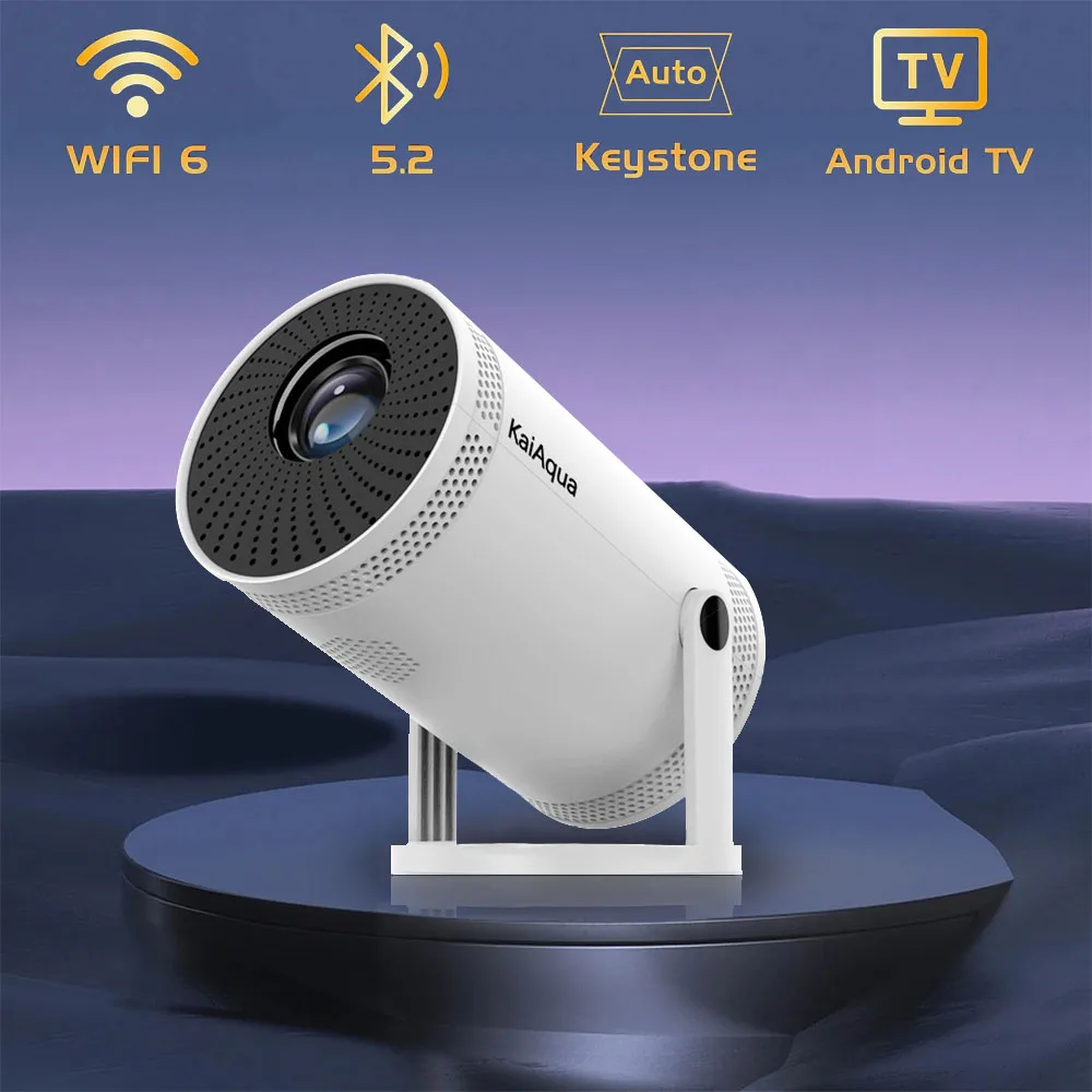 جهاز عرض KaiAqua 4K Wifi6 الجديد HDMI 260 ANSI Dual WIFI Allwinner H713 BT5.0 1280*720P سينما منزلية خارجية محمولة FY300 Pro