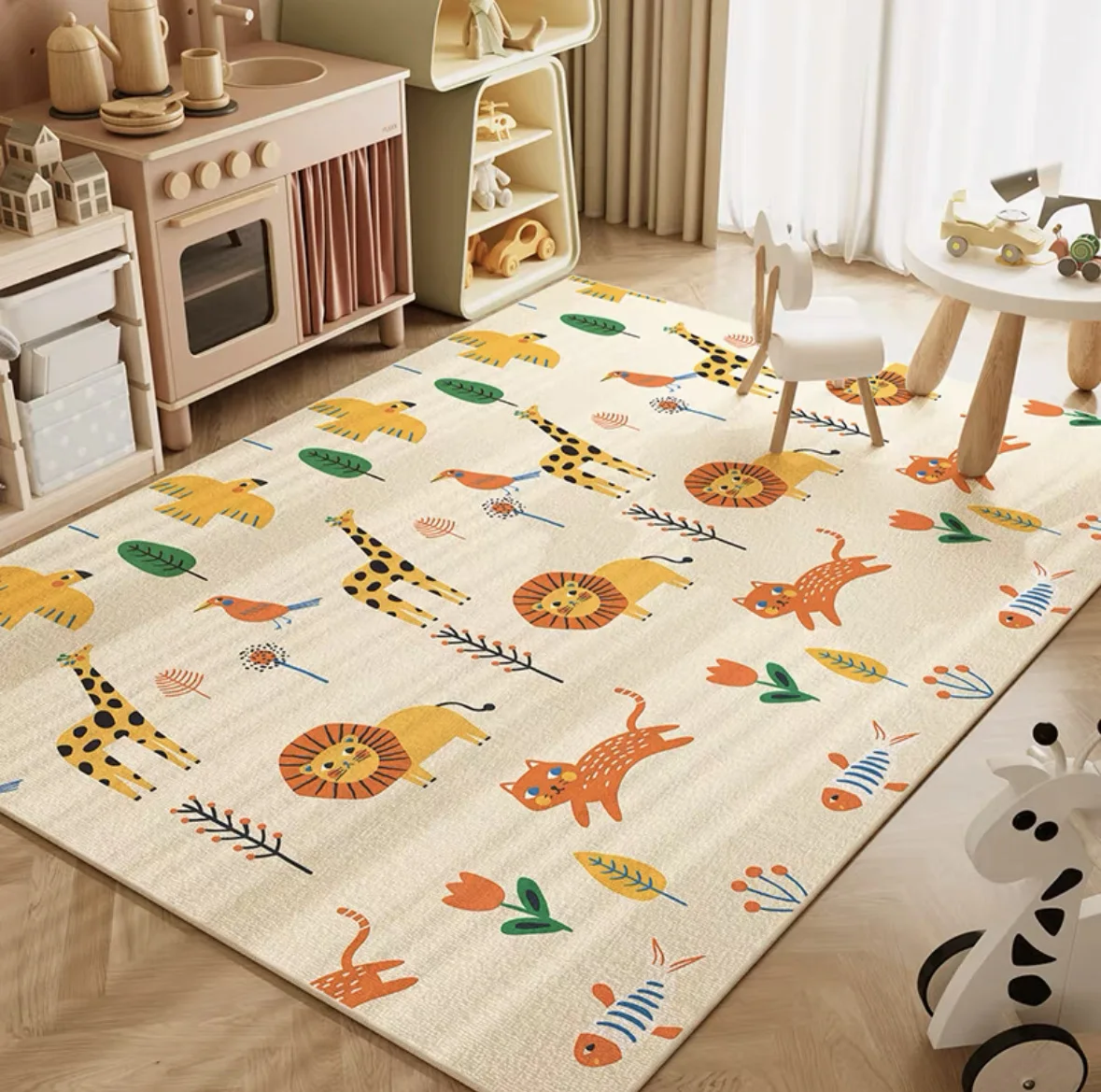 VIKAMA Neutral Cartoon Lion Baby Crawling Mat ABC Educational Soft Anti Slip Washable Kids Floor Rug For Nursery Play Room