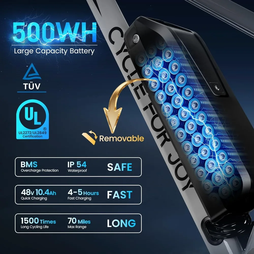 دراجات كهربائية 21 سرعة للبالغين، الذروة 750 وات 26 في الدراجة الإلكترونية، 70 ميلًا 20 ميلاً في الساعة، بطارية قابلة للإزالة بقدرة 500 وات في الساعة، فرامل مزدوجة، تعليق أمامي #3