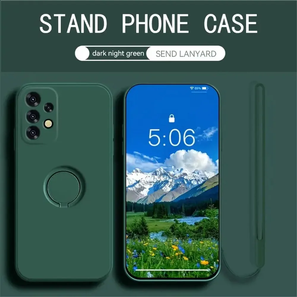 リングホルダースタンド電話ケース Huawei 社 Pura 70 P60 P50 P40 P30 P20 Pro Lite Mate 50 30 20 Pro マットシリコンカバーとストラップ