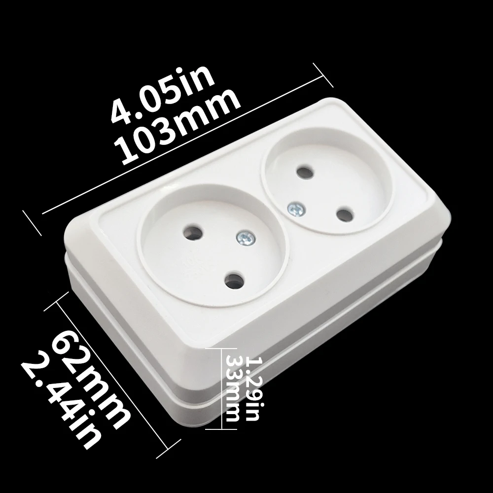 WESA White Wall Surface 2 Sockets Plugs EU Exterior Electrical Outlets Not Ground Outdoor Power Socket Flame Retardant Plastic